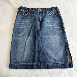 Tommy Hilfiger Vintage Y2K Dark Wash Midi Denim Skirt Size 2